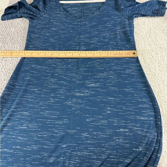 Lilla P Dress Womens Size Medium Maxi front slit Navy Blue space Dye Minimalist - Picture 7 of 12